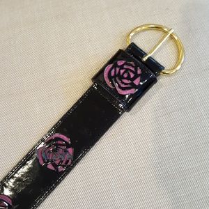 Belt -Black with pink accent Patent (Real leather)